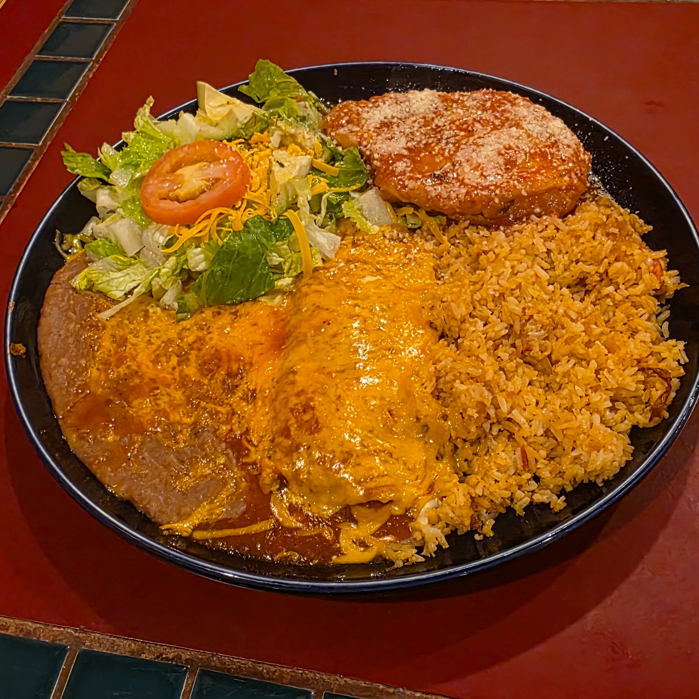 #13 One Enchilada, One Chile Relleno.