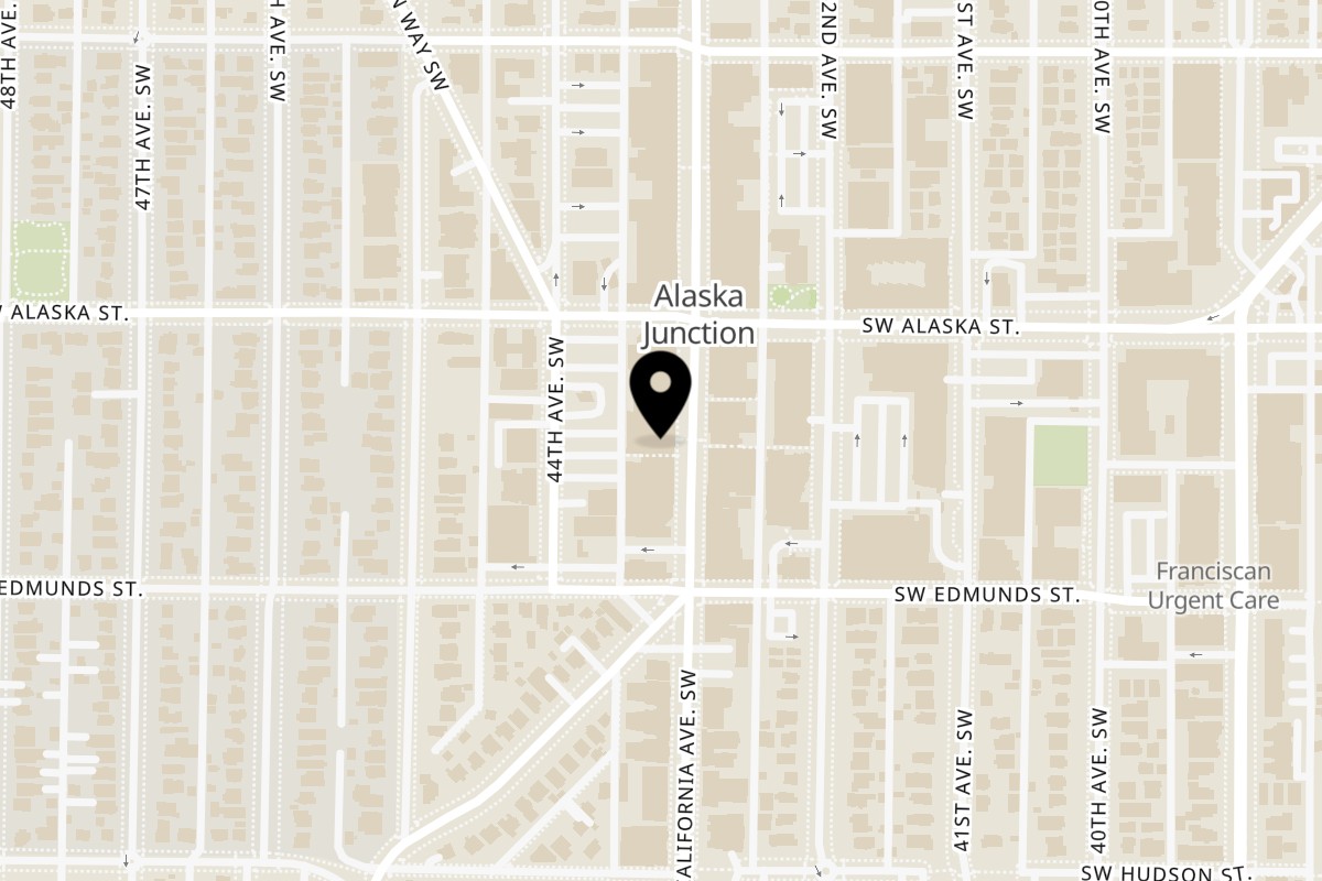 Map showing the location of Puerto Vallarta West Seattle on 4727 California Avenue Southwest in Seattle
